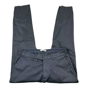 Luca Faloni Navy Blue Cotton Blend Mens Chino Flat Front Pant Size 32X30